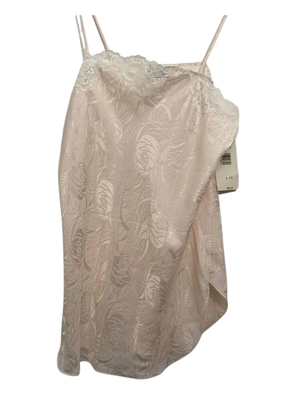 Vintage New Chantilly top underwear floral powder pink white floral lace large